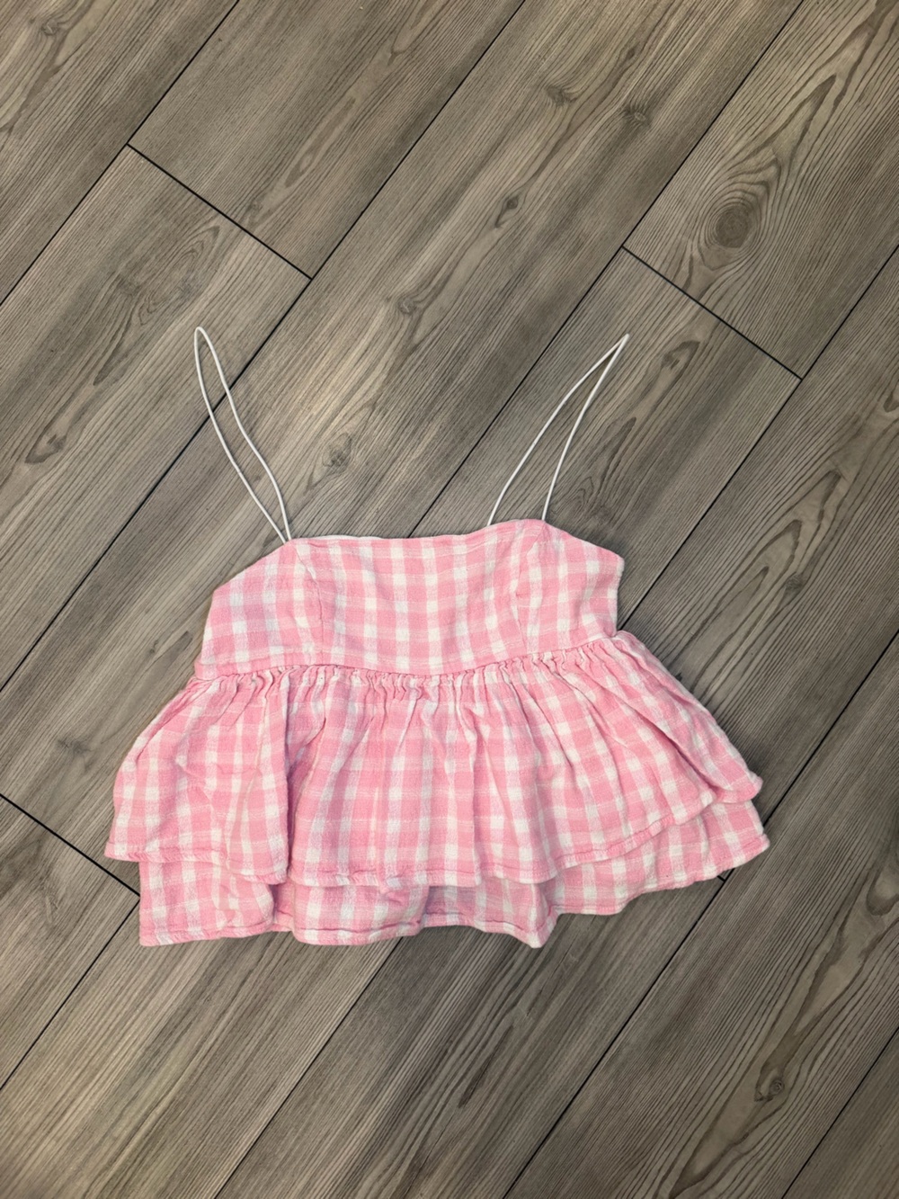 Urban Outfitters Pink Gingham Tiered Tank Size XS